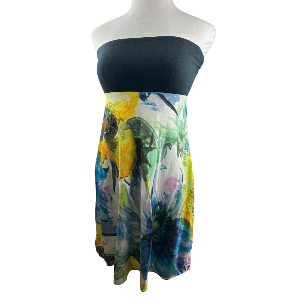 Jams World Strapless Tube Mini Dress Watercolor Size Large Art to Wear Beachy - Picture 6 of 14